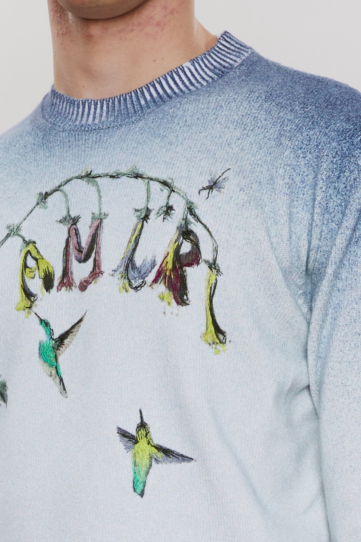 EMBROIDERED HUMMINGBIRD CREW