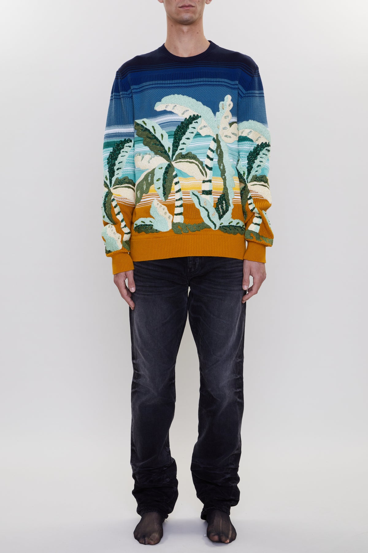 EMBROIDERED PALM TREE CREW