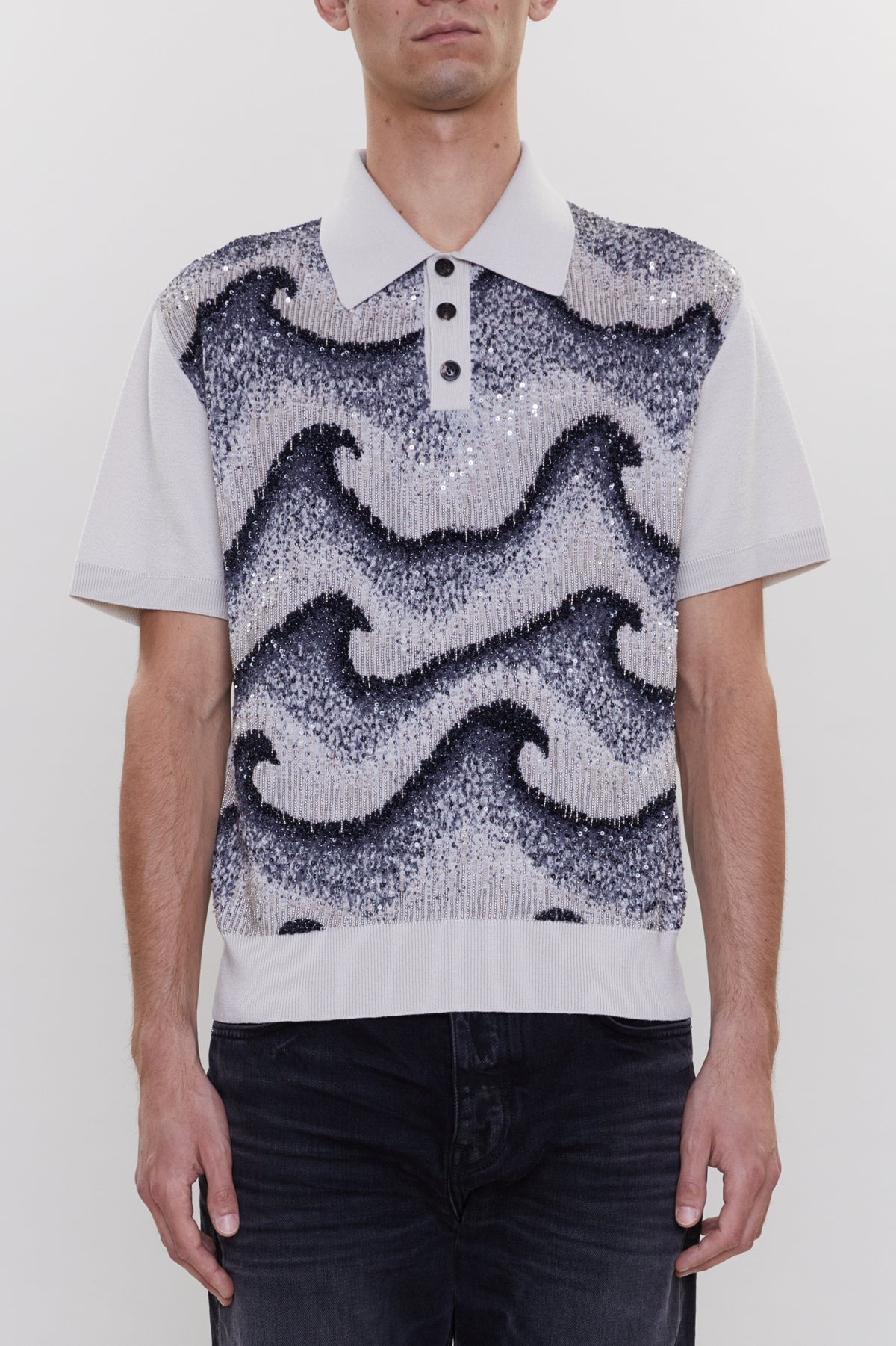WAVY EMBELLISHED POLO