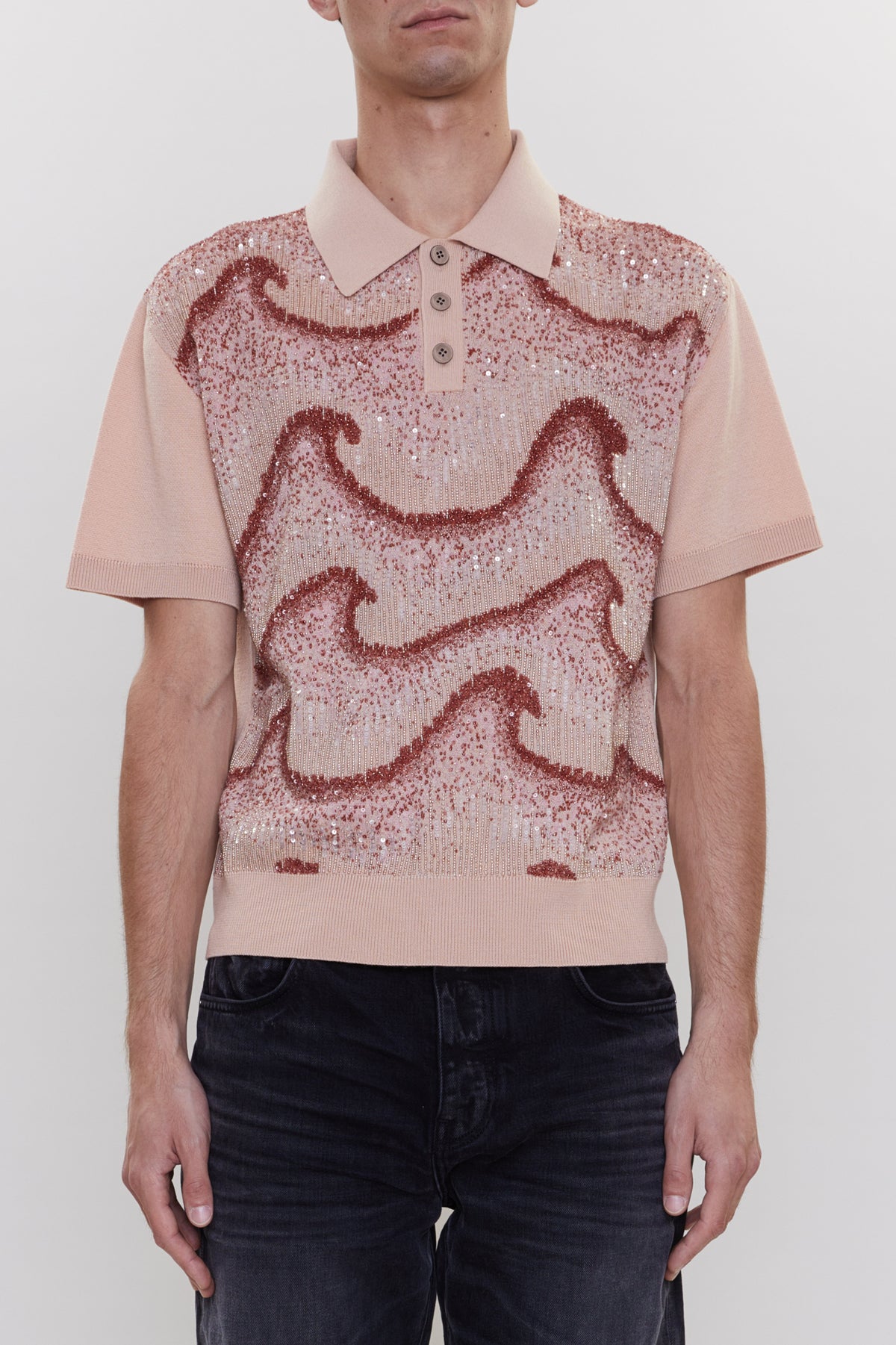 WAVY EMBELLISHED POLO