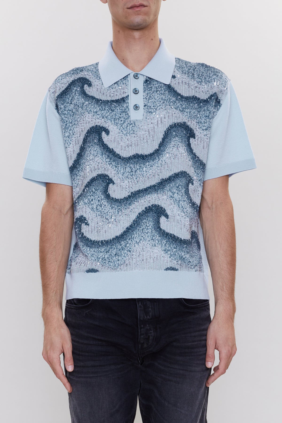 WAVY EMBELLISHED POLO