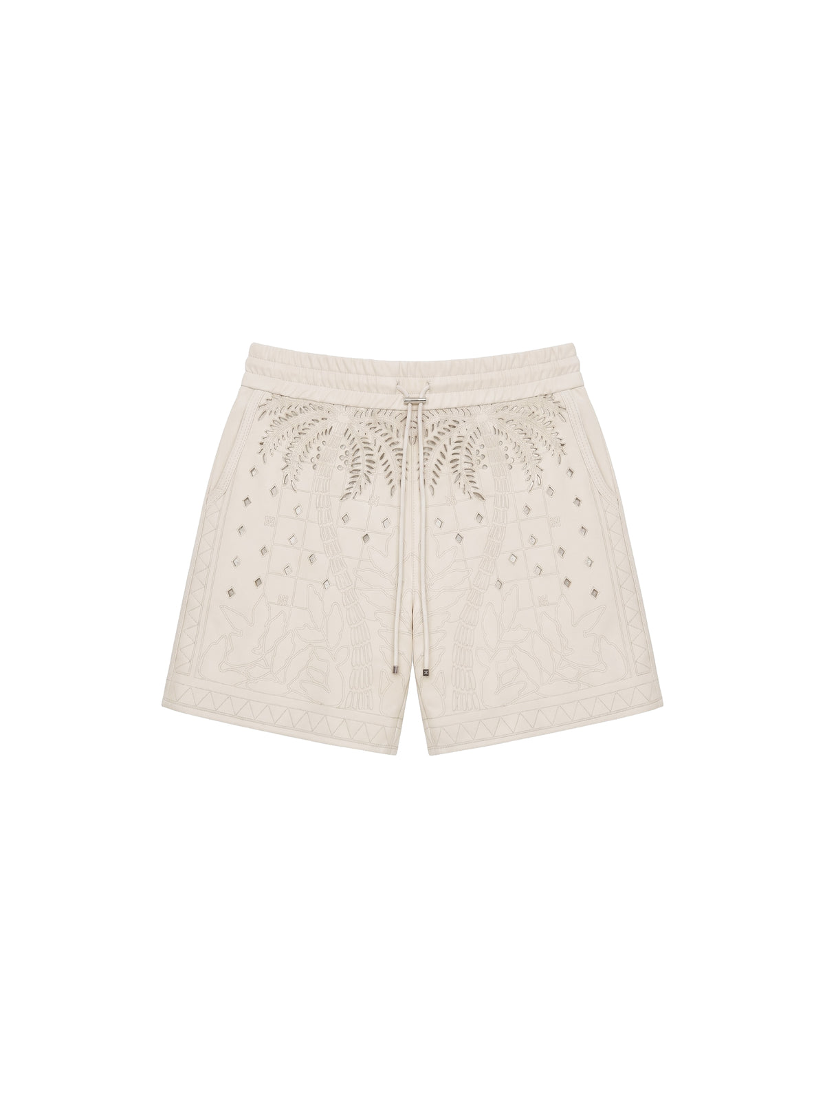 Leather shorts with a palm tree print - Birch