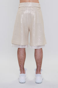 COVERED SEQUIN LAYERED SHORT