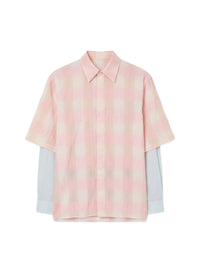 DOUBLE SLEEVE SHADOW PLAID SHIRT