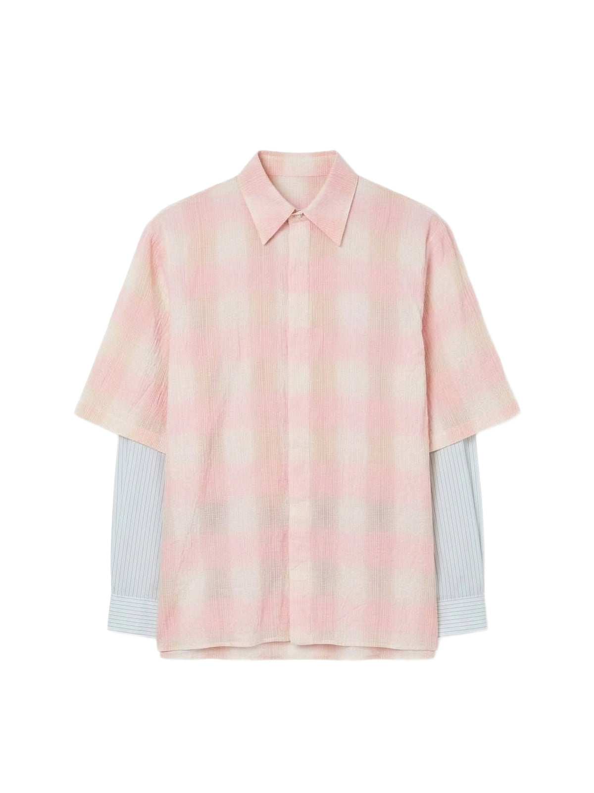 DOUBLE SLEEVE SHADOW PLAID SHIRT