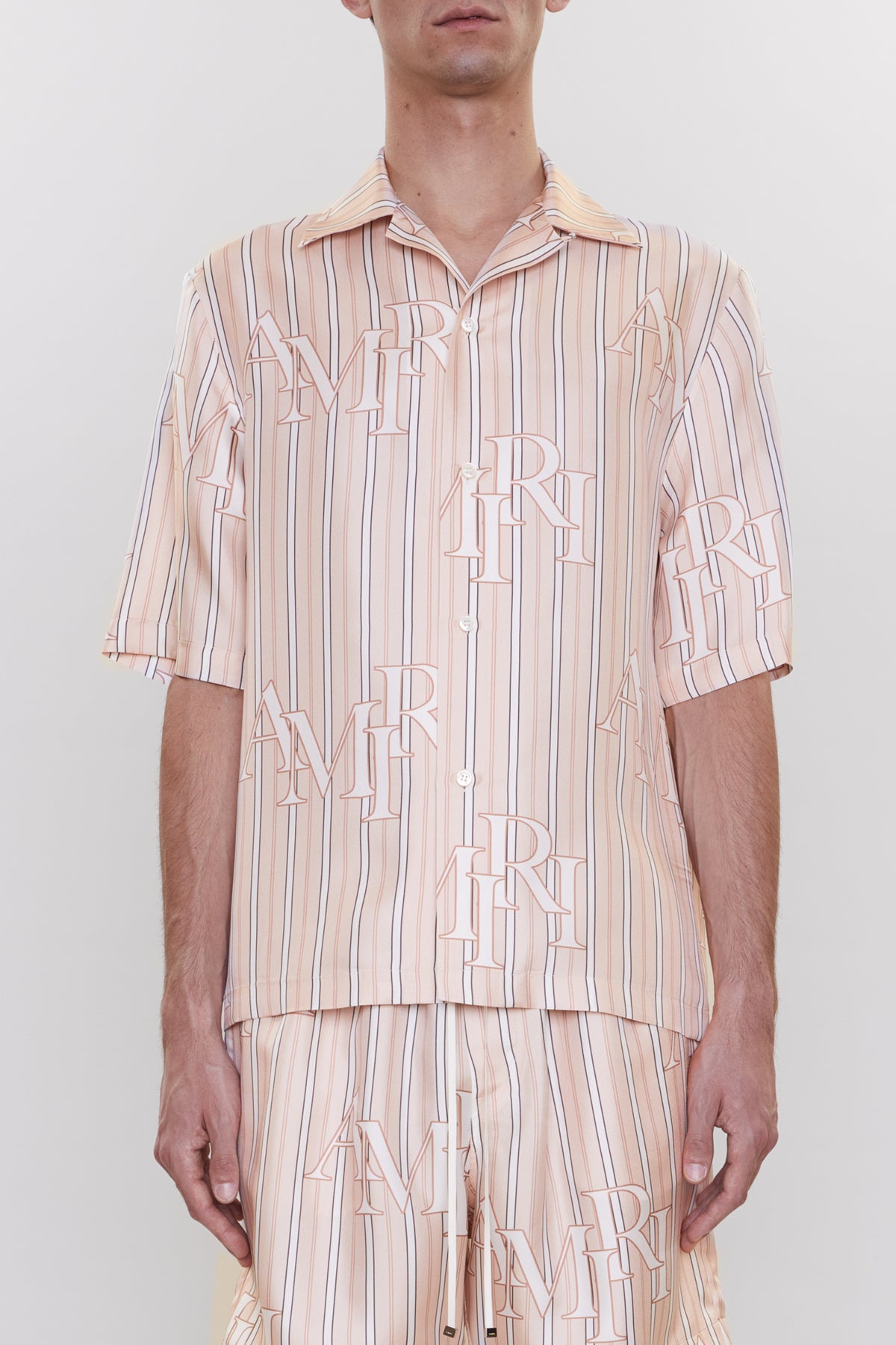 STRIPE AMIRI STAGGERED BOWLING SHIRT