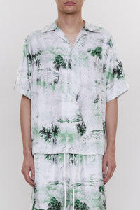 HAWAIIAN PRINT BOWLING SHIRT