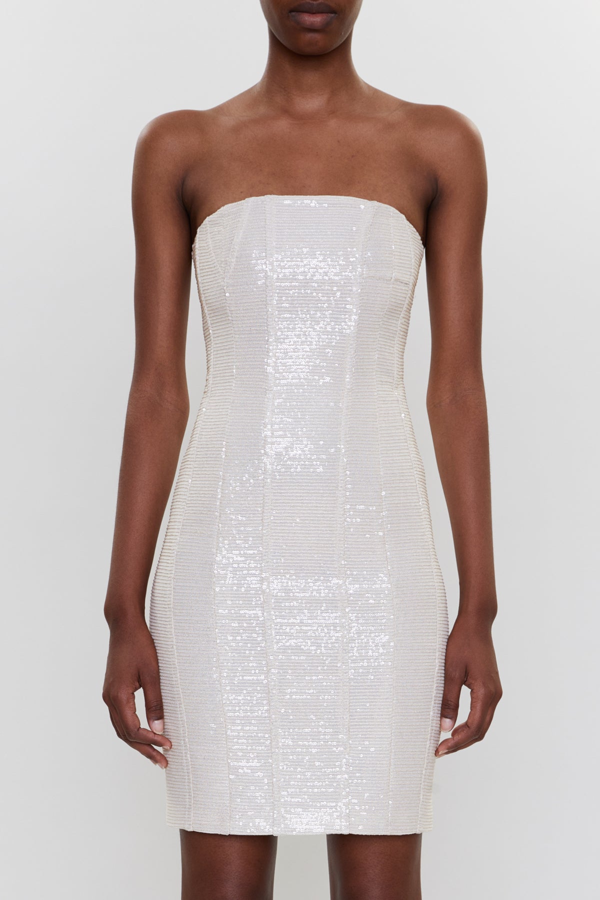 CHIFFON SEQUIN MA BUSTIER DRESS