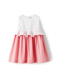 Sleeveless ruffled dress - White & Pink