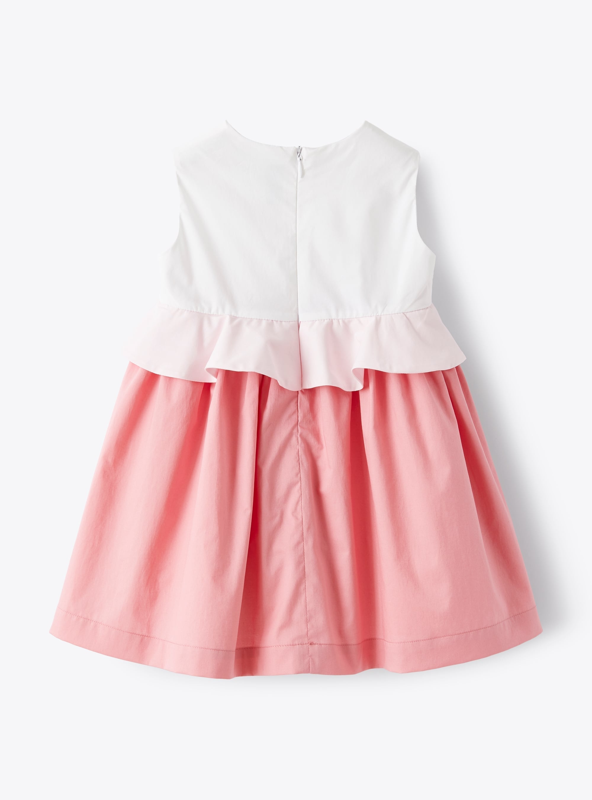 Sleeveless ruffled dress - White & Pink