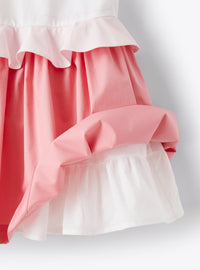 Sleeveless ruffled dress - White & Pink