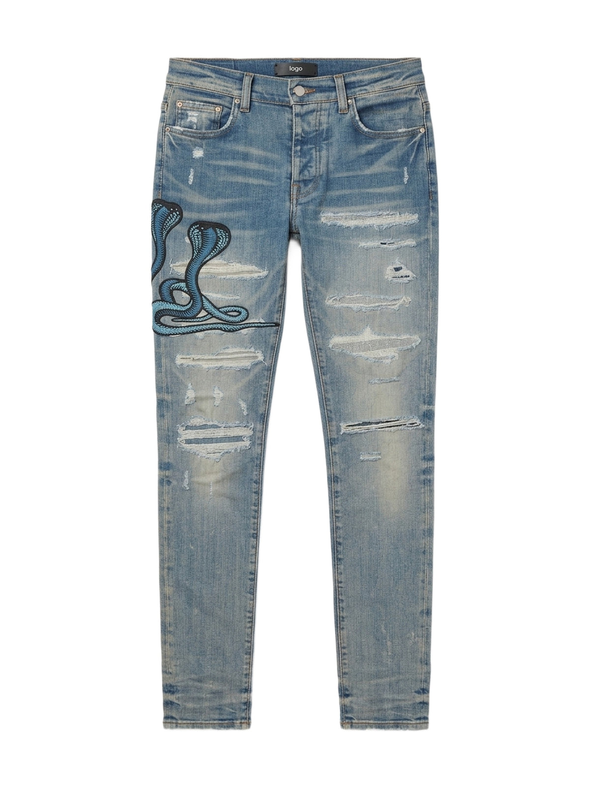 BLUE SNAKE THRASHER JEAN