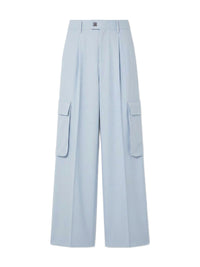 Pantalon cargo à jambes larges et plis - Cerulean