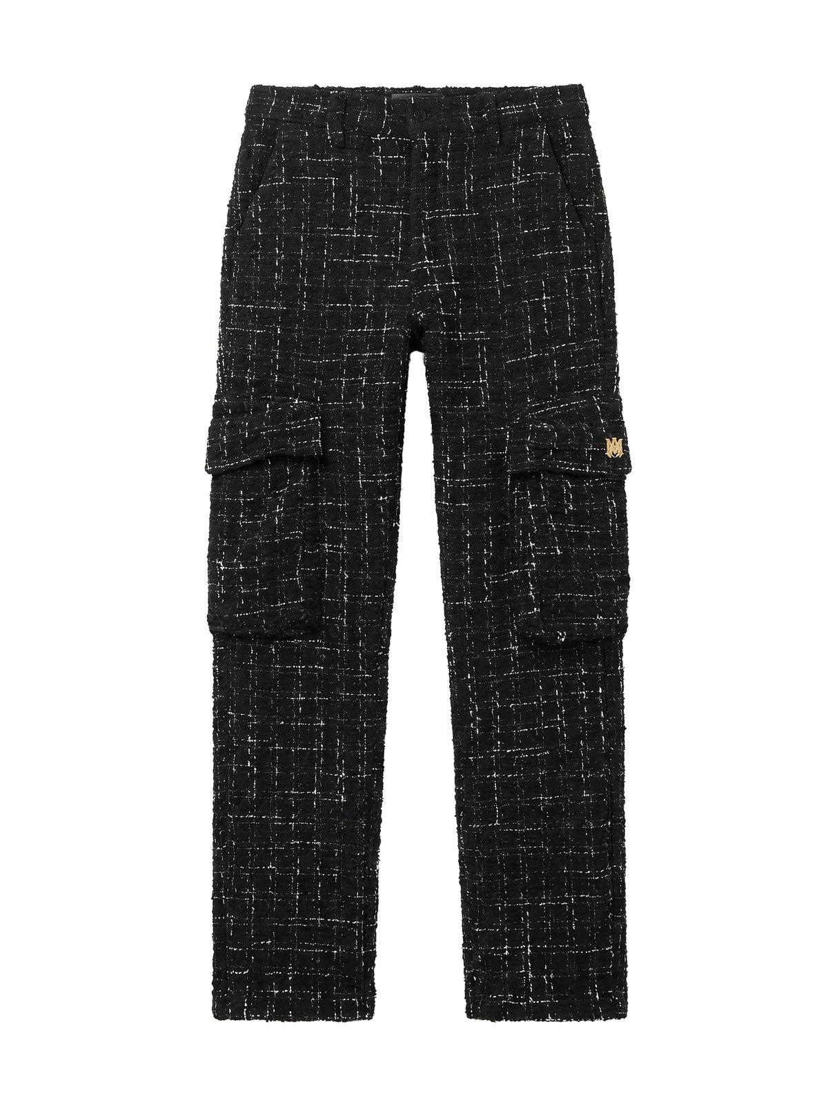 Pantalon cargo en tweed moucheté - Black