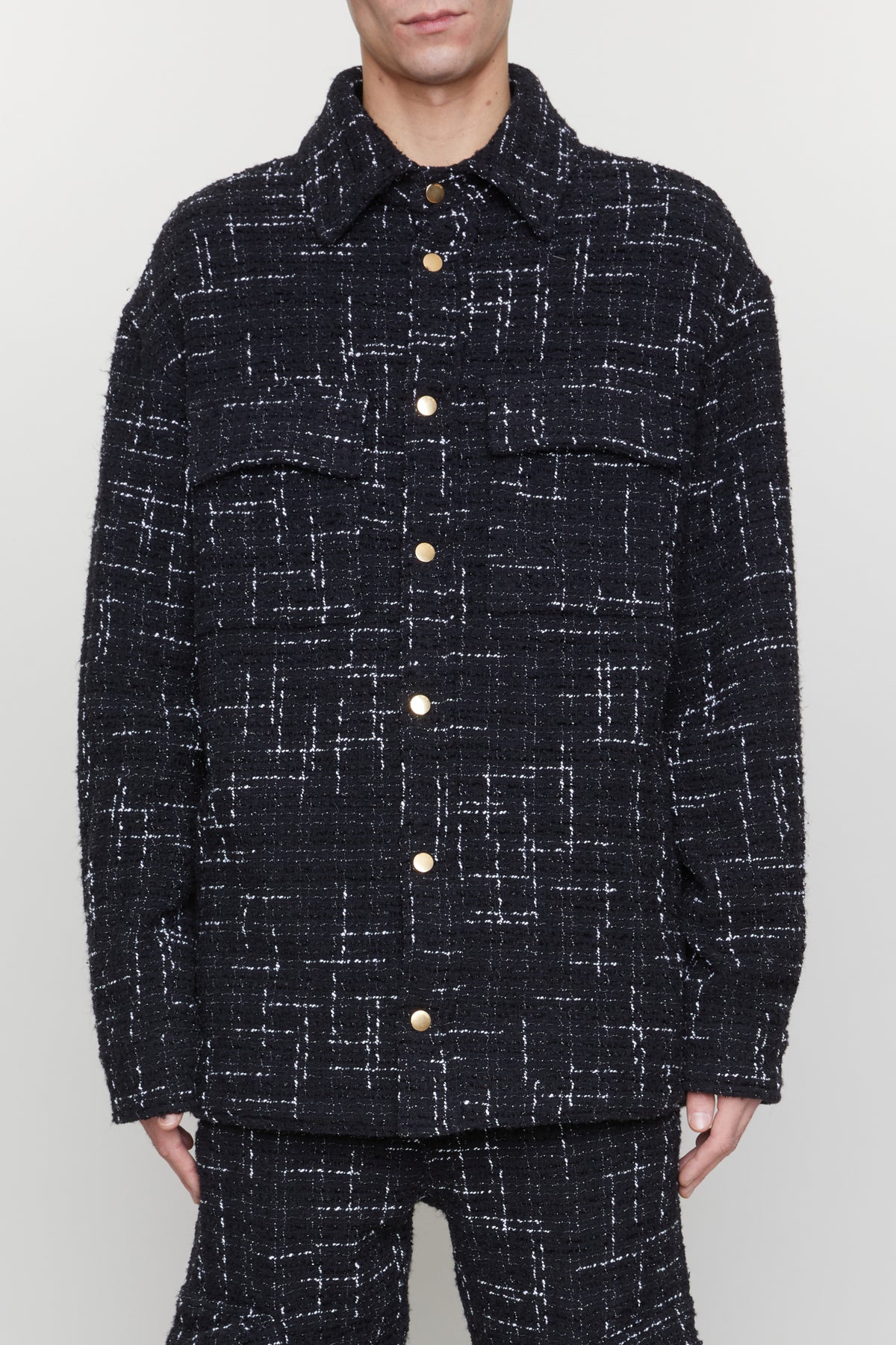 FLECK TWEED PADDED OVERSHIRT