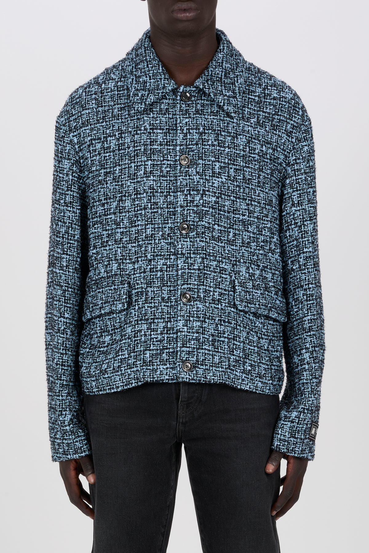 BOUCLE BUTTON UP BLOUSON