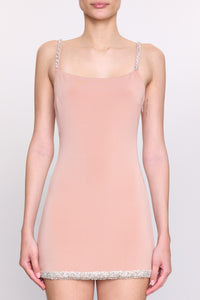 CRYSTAL STRAPS MINI DRESS