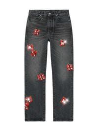 EMBELLISHED DICE STRAIGHT JEAN