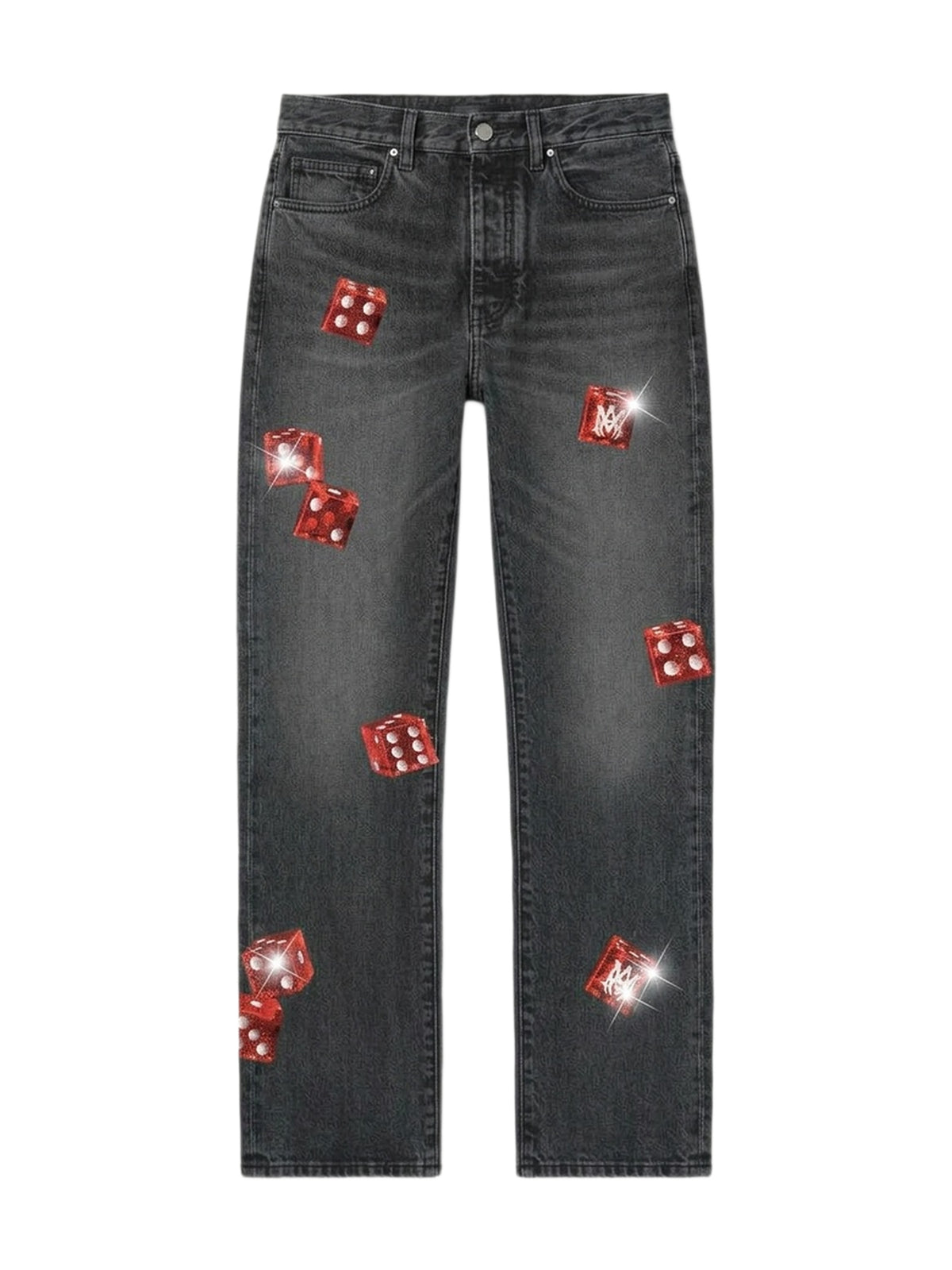 EMBELLISHED DICE STRAIGHT JEAN