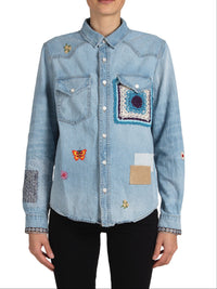 Crochet and Patch Denim Shirt