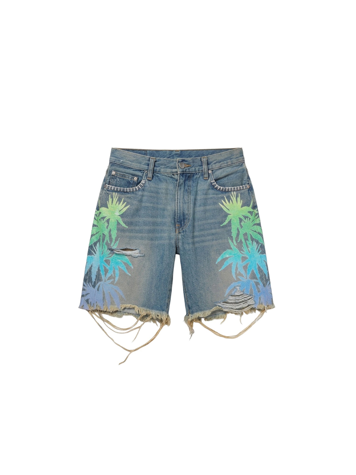 Leaves Denim Shorts