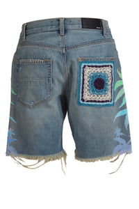 Leaves Denim Shorts