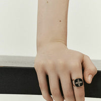 Bague en or jaune et argent sertie de diamant - Noir Diamant