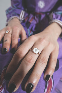 Bague en or jaune et or blanc sertie de diamant - Diamant