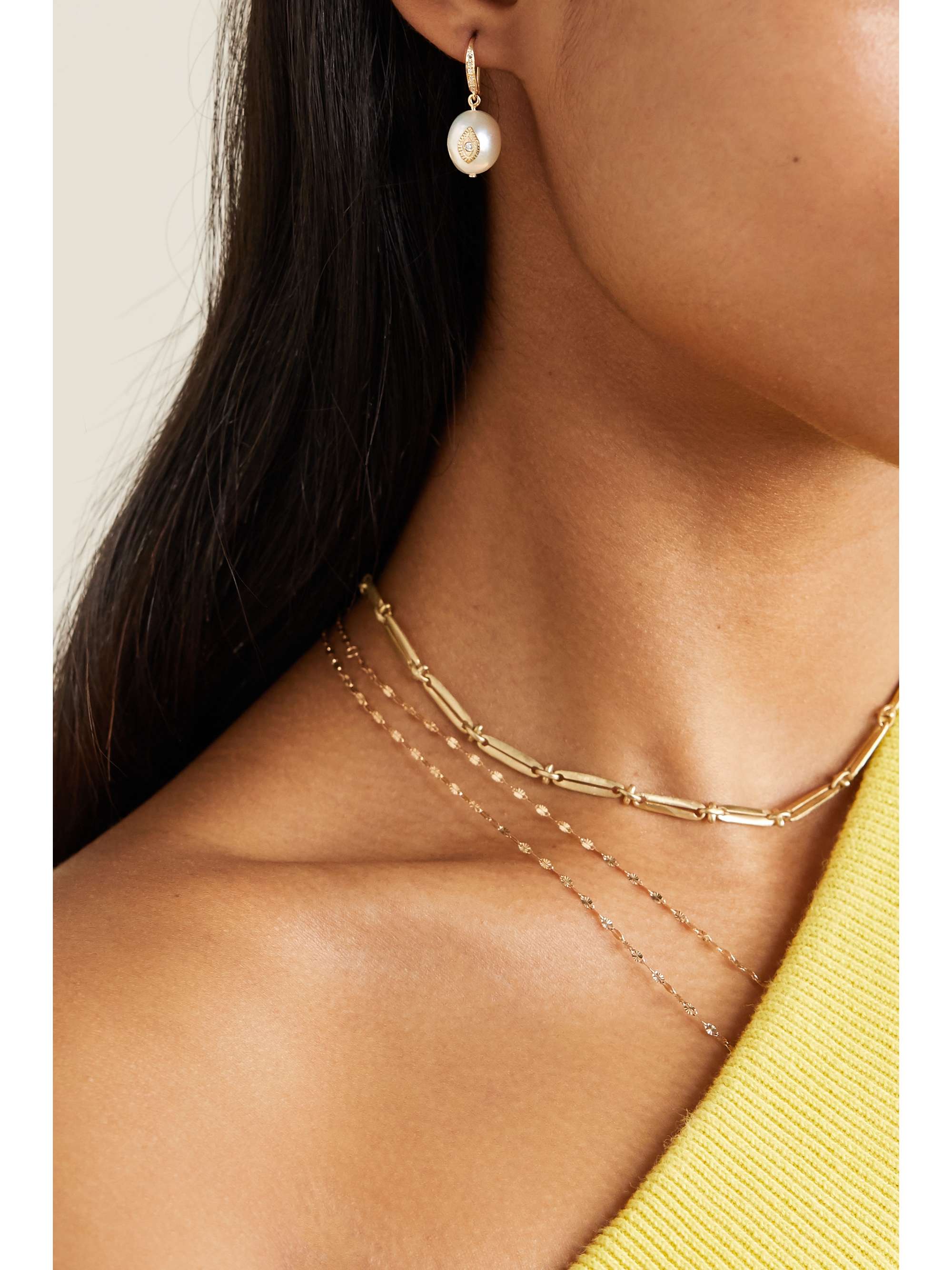 Mono boucle d'oreille Charlie N°1 en or jaune sertie de diamant - Perle & Diamant