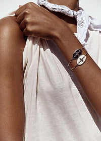 Yellow Gold and Silver Bracelet with Diamond - Diamond & Resin
