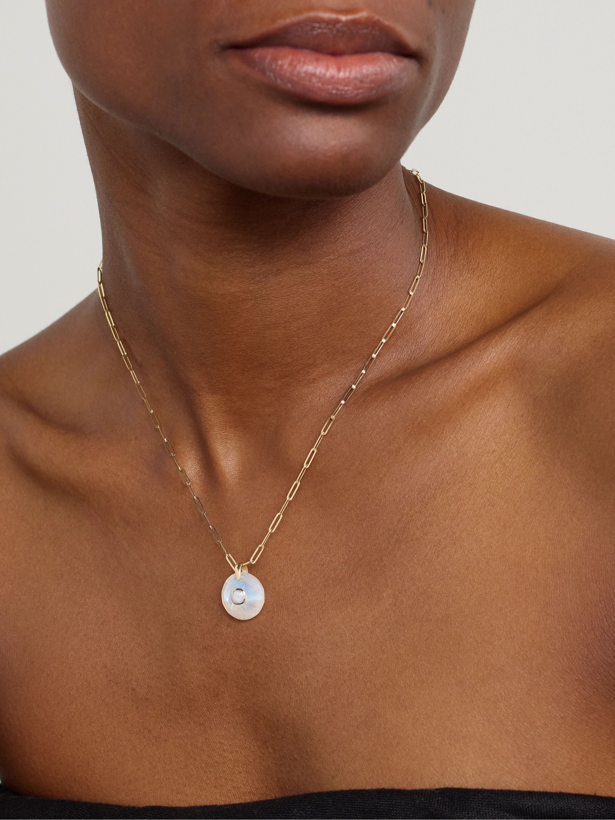 Yellow gold necklace set with diamonds - Diamond & Pyrite