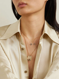 Collier en or jaune et argent sertie de diamant - Diamant & Grenat