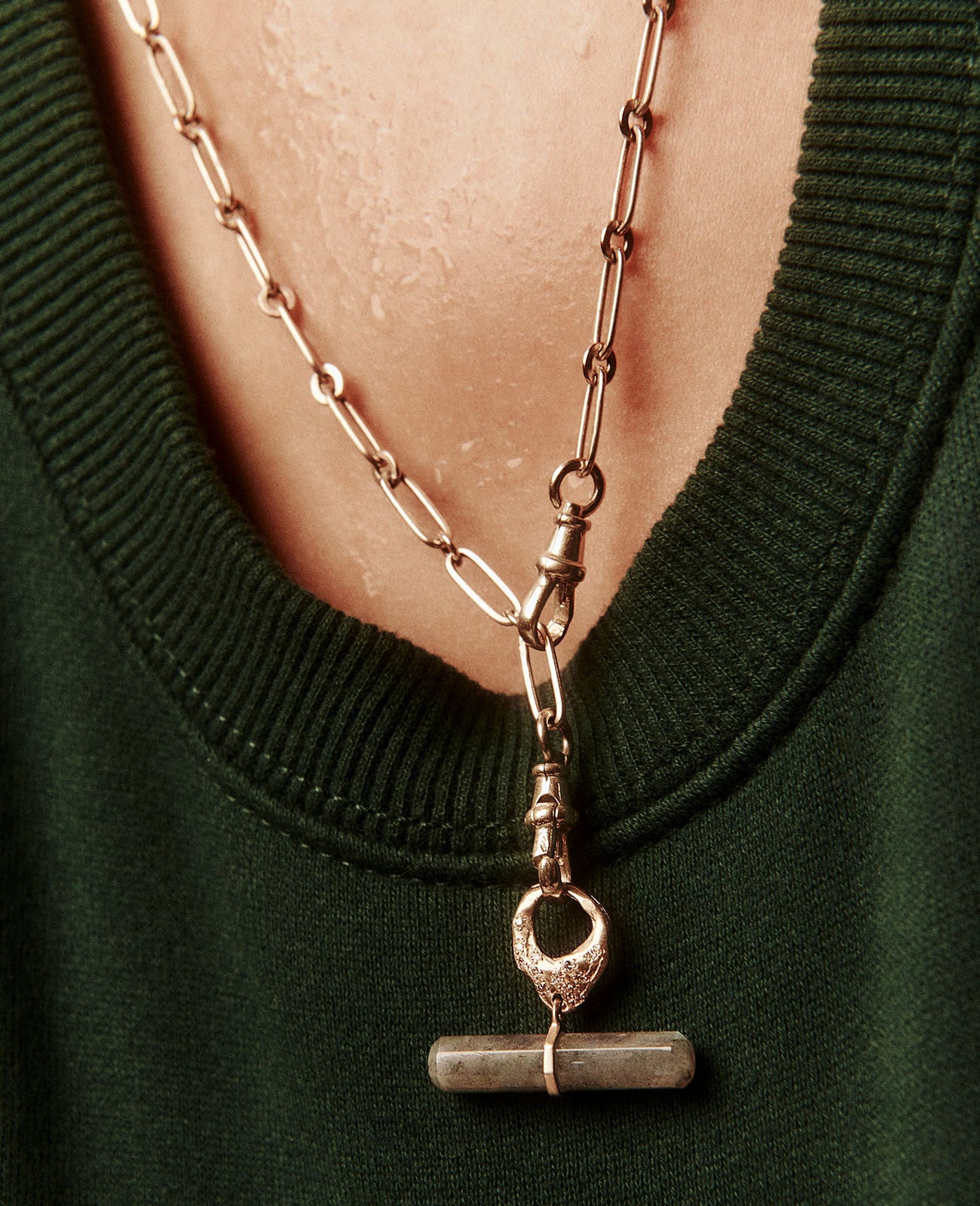 Pendentif Iman en or jaune sertie de diamant - Malachite & Diamant