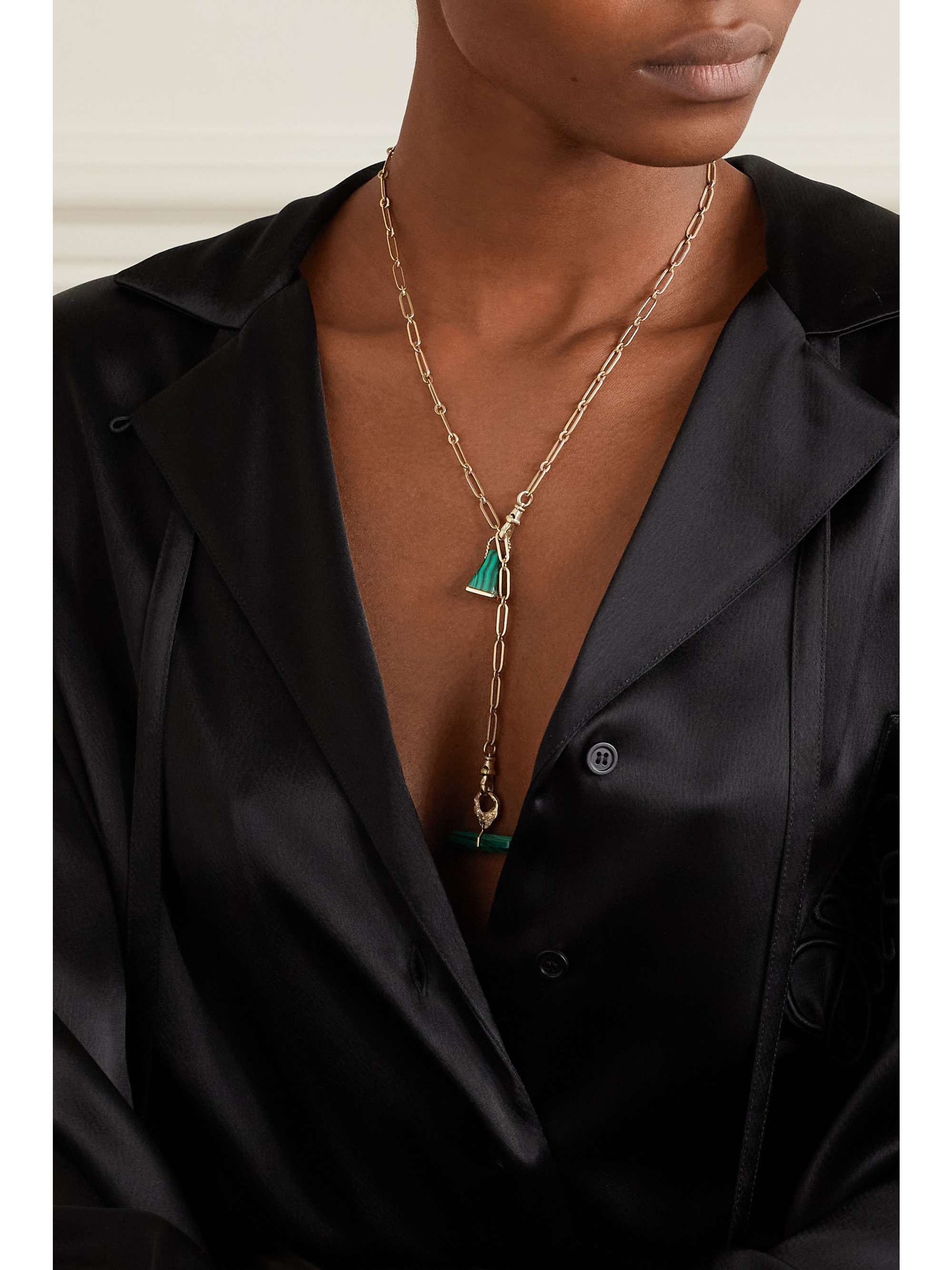 Pendentif Vadim en or jaune - Malachite