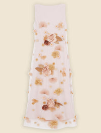 Pink / FLORAL EMBROIDERY MIDI DRESS