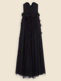Black / FLORAL EMBROIDERY CORSET DRESS
