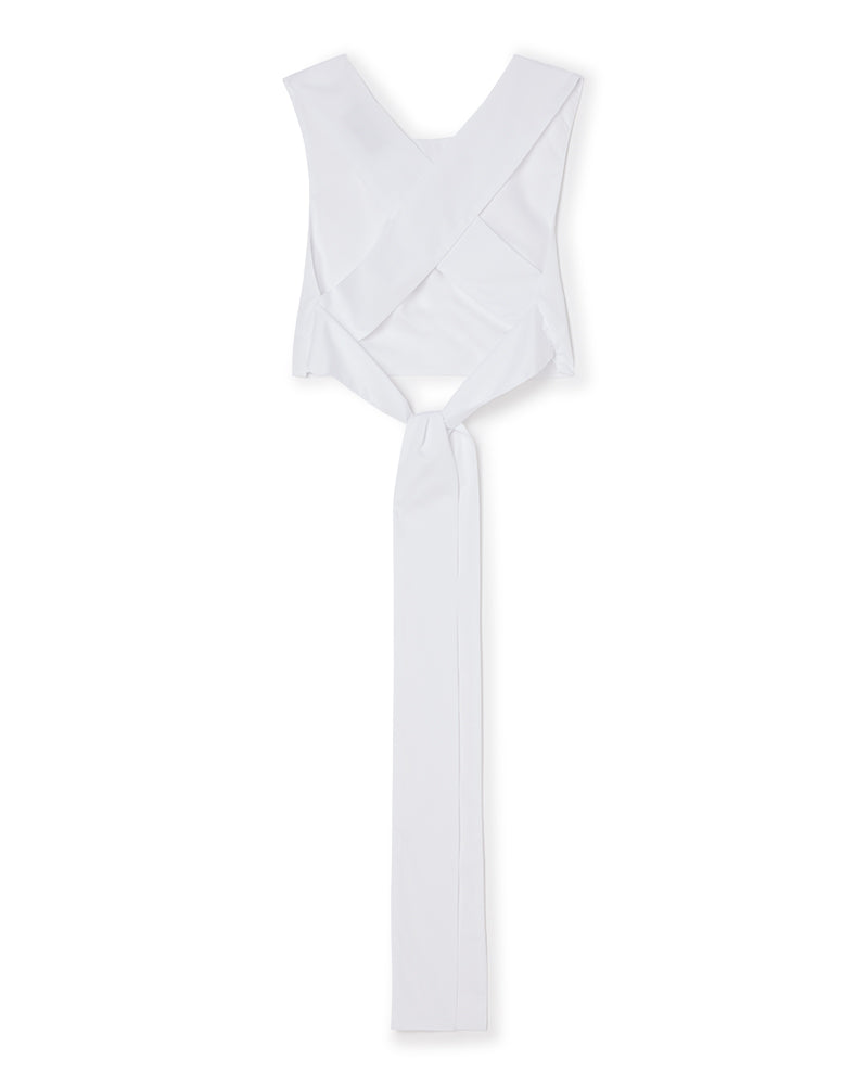 White / BOW WRAP CROP