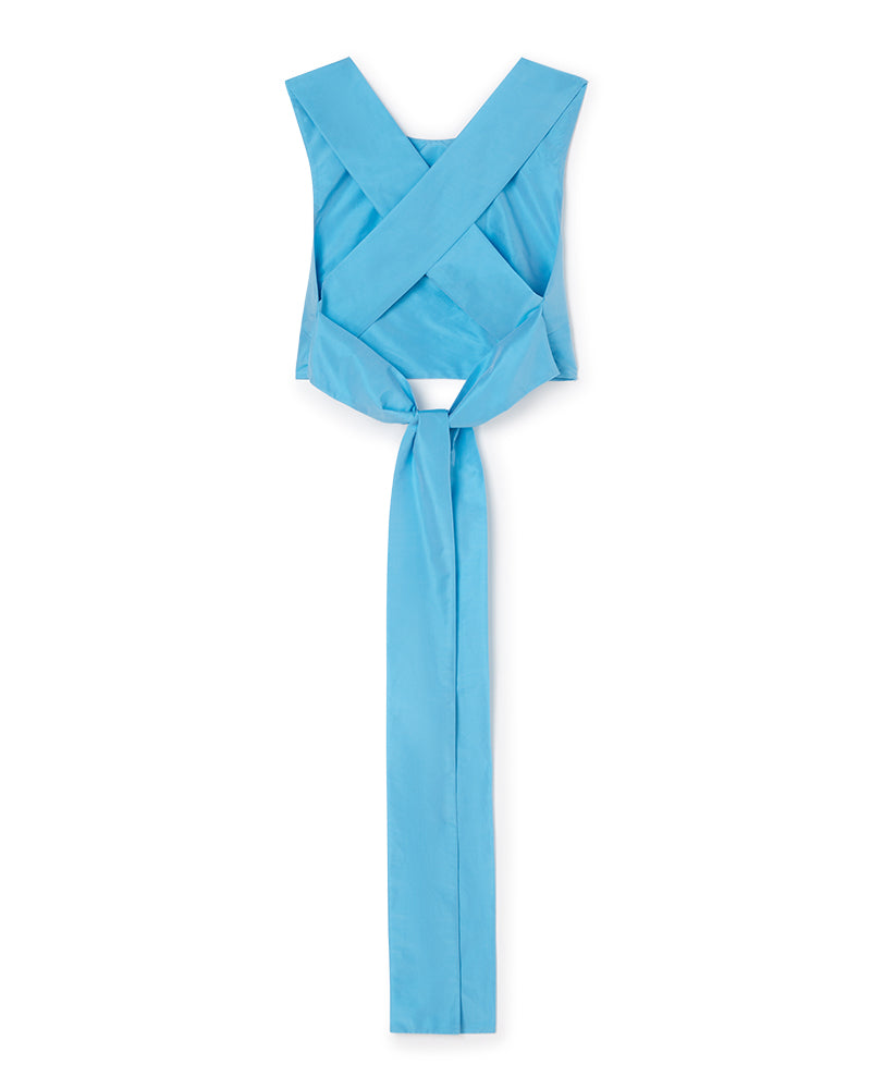 Blue / BOW WRAP CROP