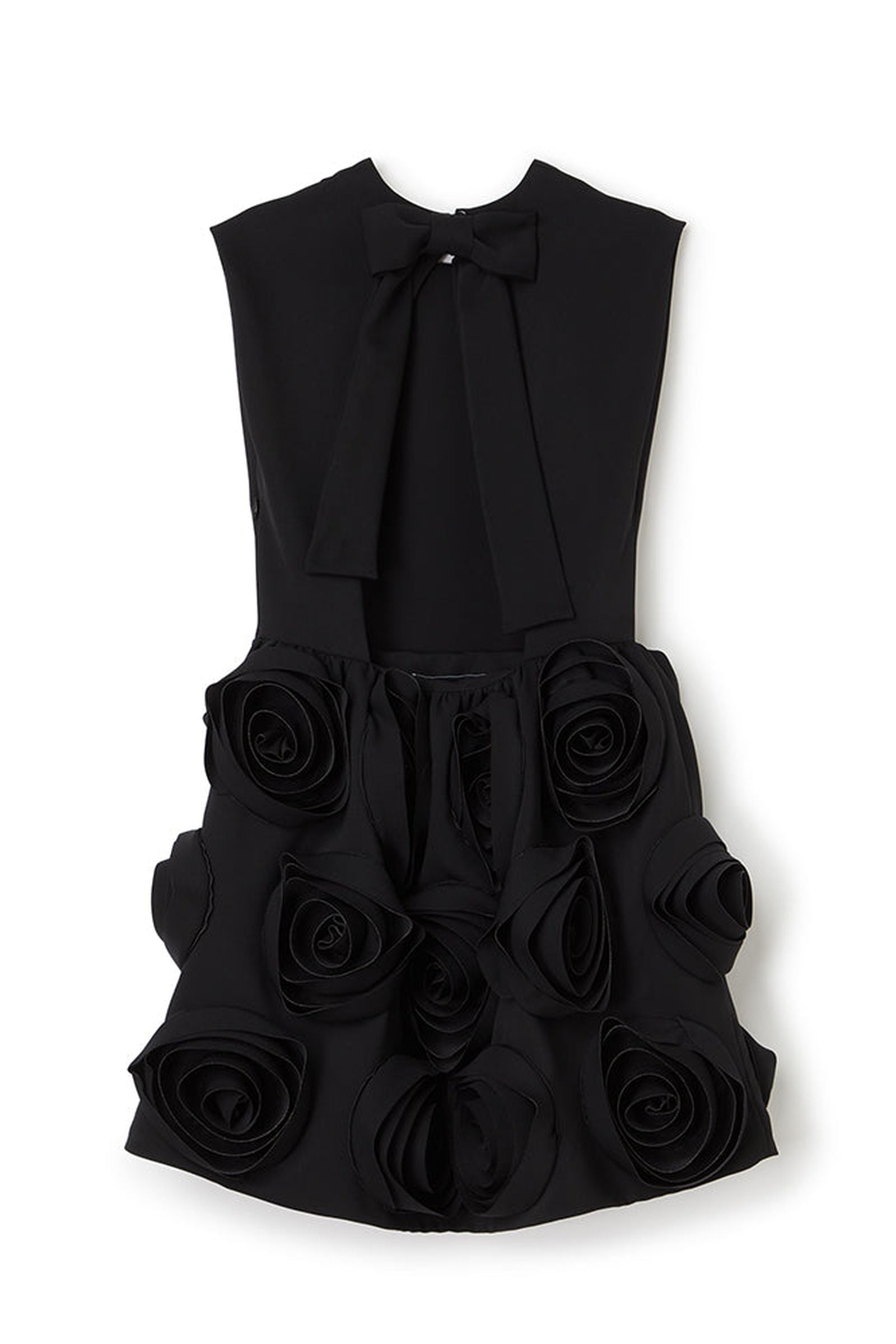 Black / ROSE APPLIQUE MINI DRESS