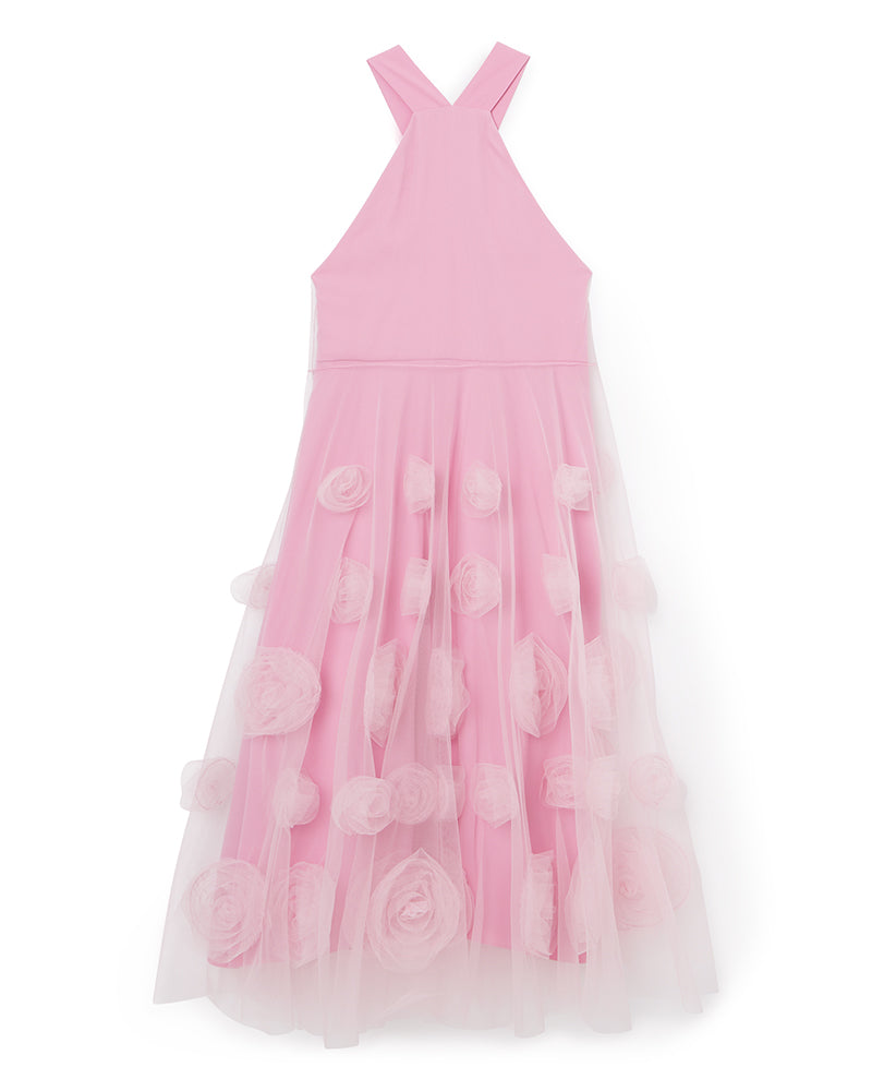 Pink / ROSE APPLIQUE MAXI DRESS