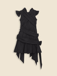 Black / DRAPE BOW DRESS