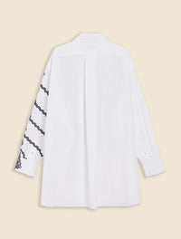 White / LACE APPLIQUE SHIRT DRESS