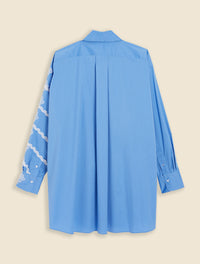 Blue / LACE APPLIQUE SHIRT DRESS