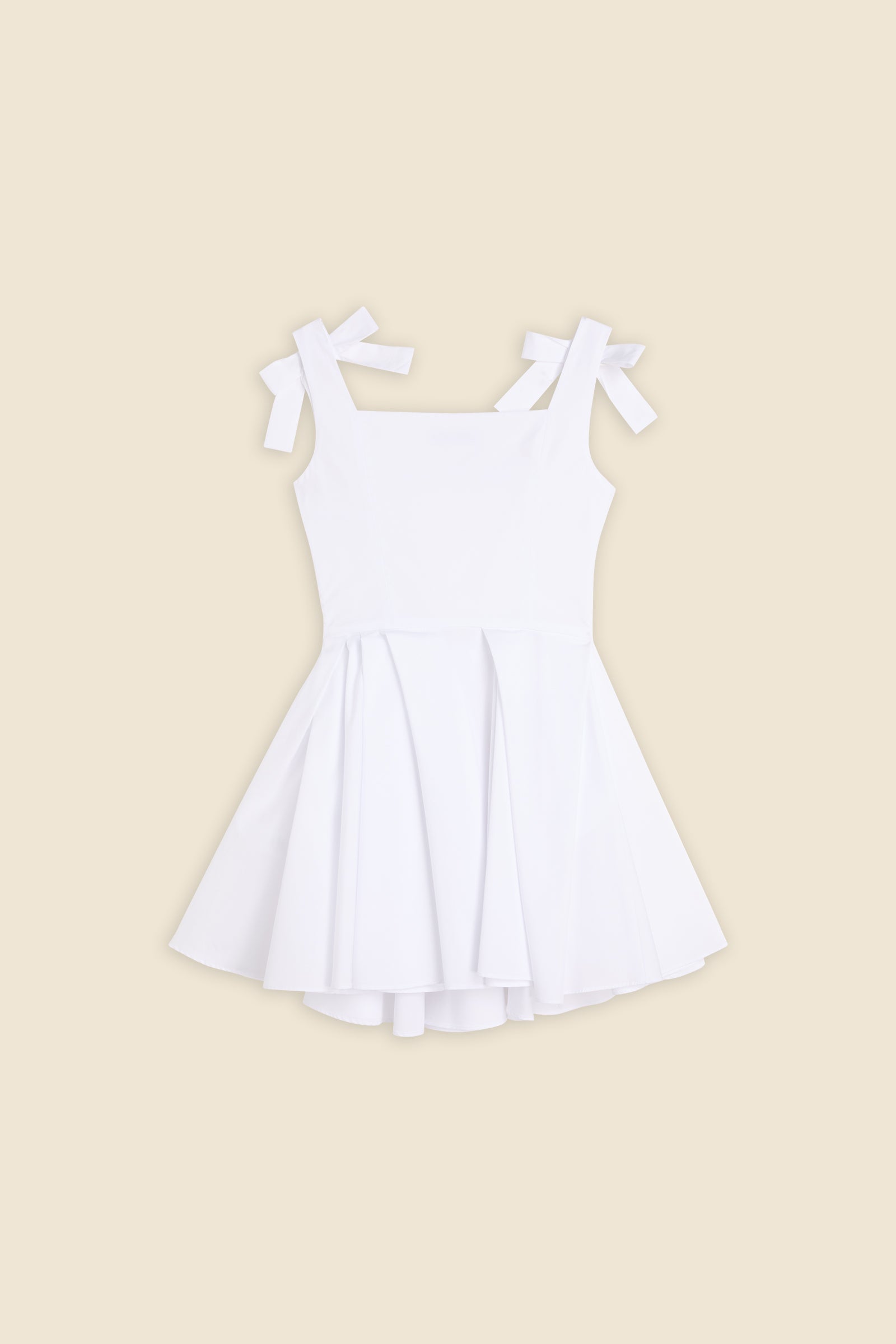 White / PLEATED MINI DRESS