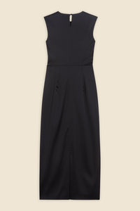 Black / PLEATED MAXI DRESS