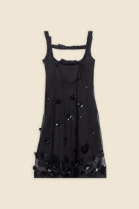 Black / EMBROIDERED MINI DRESS