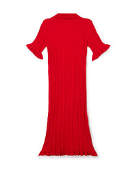 Red / KNITTED POLO DRESS