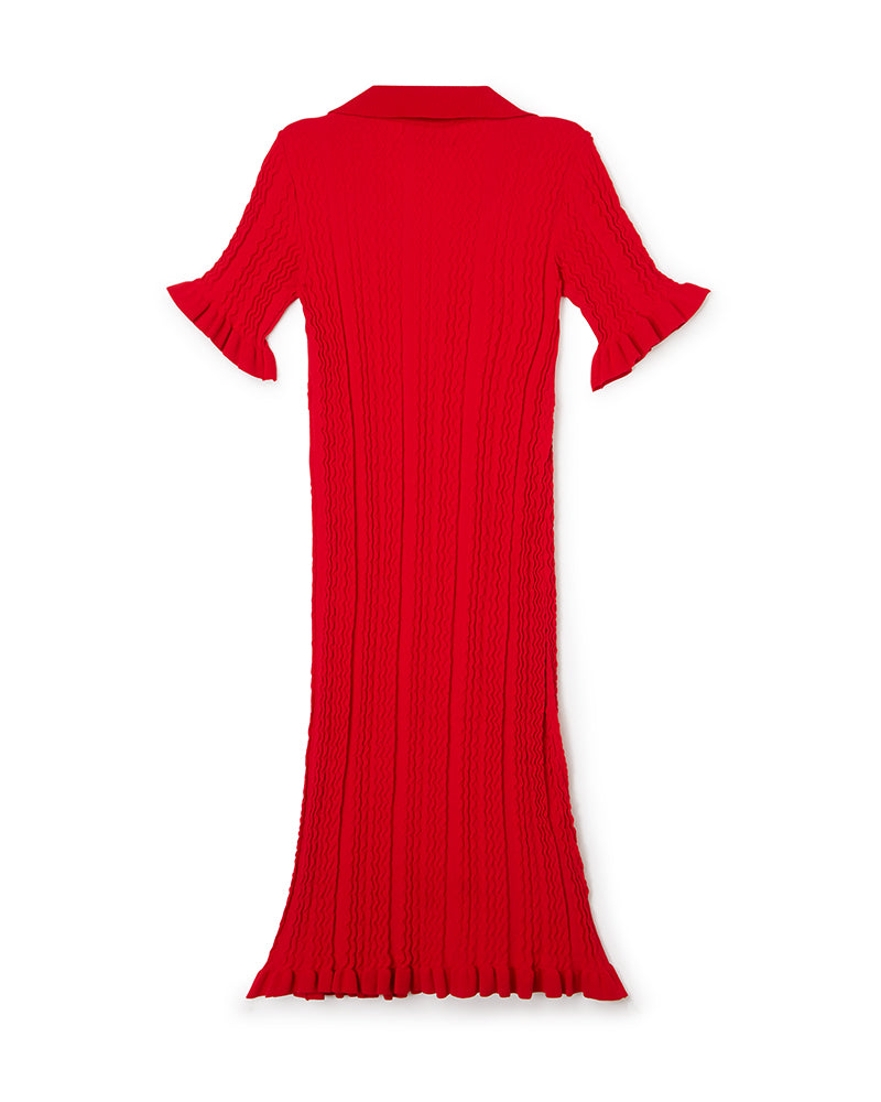 Red / KNITTED POLO DRESS