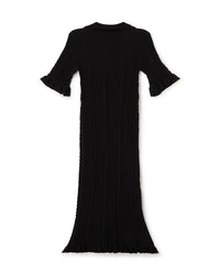 Black / KNITTED POLO DRESS