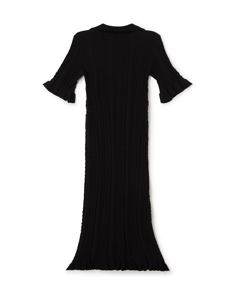 Black / KNITTED POLO DRESS